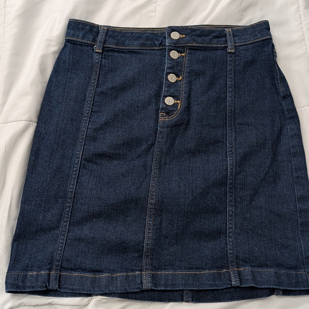 Banana Republic Dark Indigo Button-Front Denim Mini Skirt